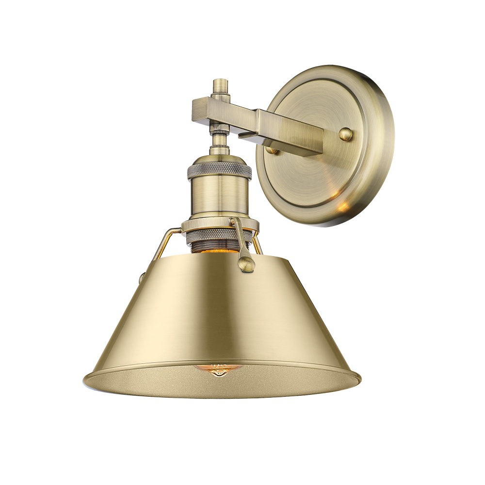 Yep by Golden Lighting Orwell 1-light Vanity in Aged Brass and Brushed Champagne Brass shade